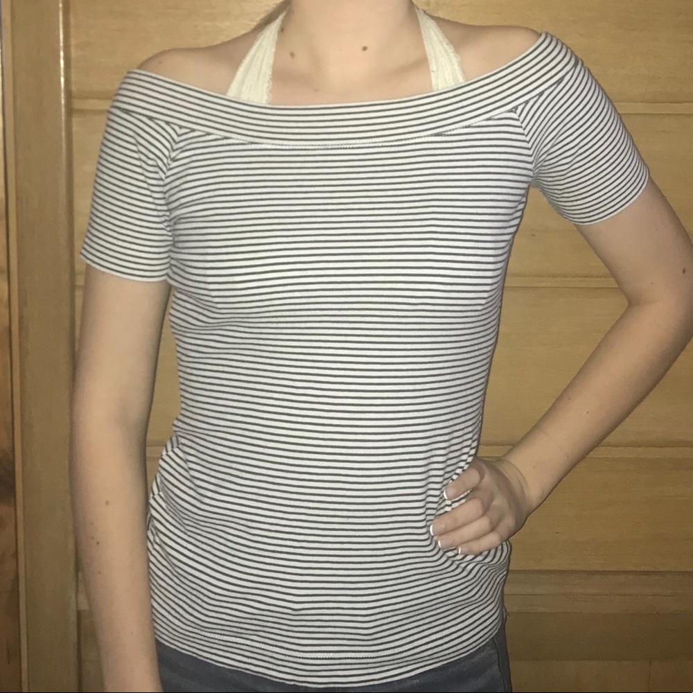 J. Crew striped off shoulder top